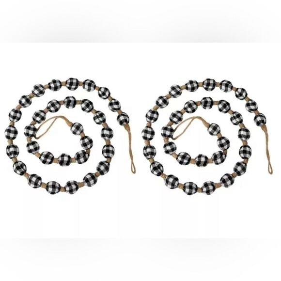 NWT HOLIDAY TIME Garland 12 Feet Black/White Fabric Christmas Tree Decorations - Picture 1 of 1